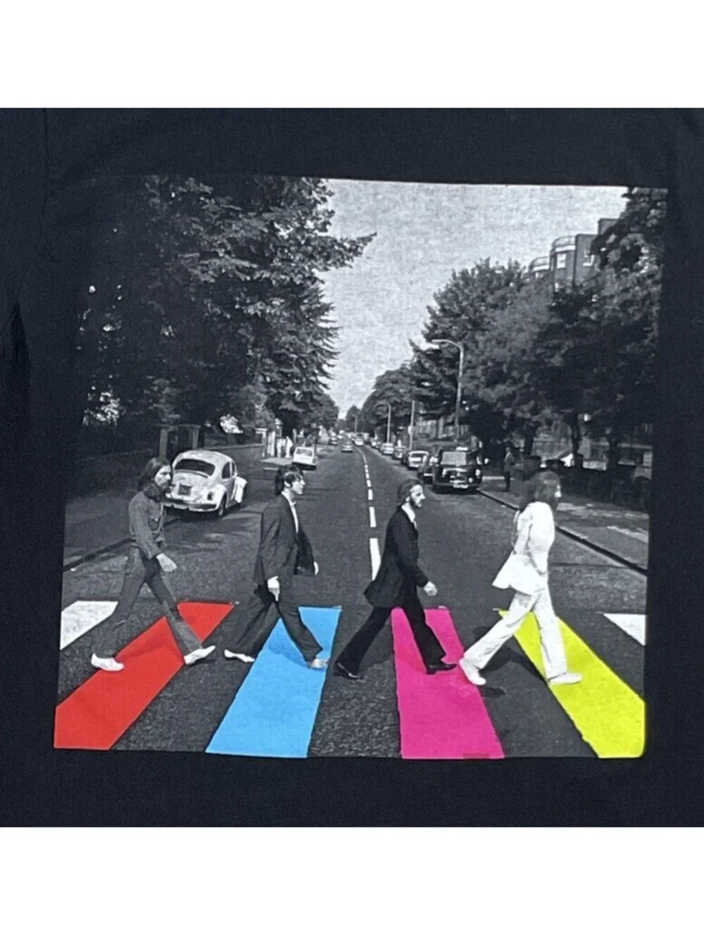 The Beatles Abbey Road Graphic T Shirt Black Crew Neck Casual Music Mens Small